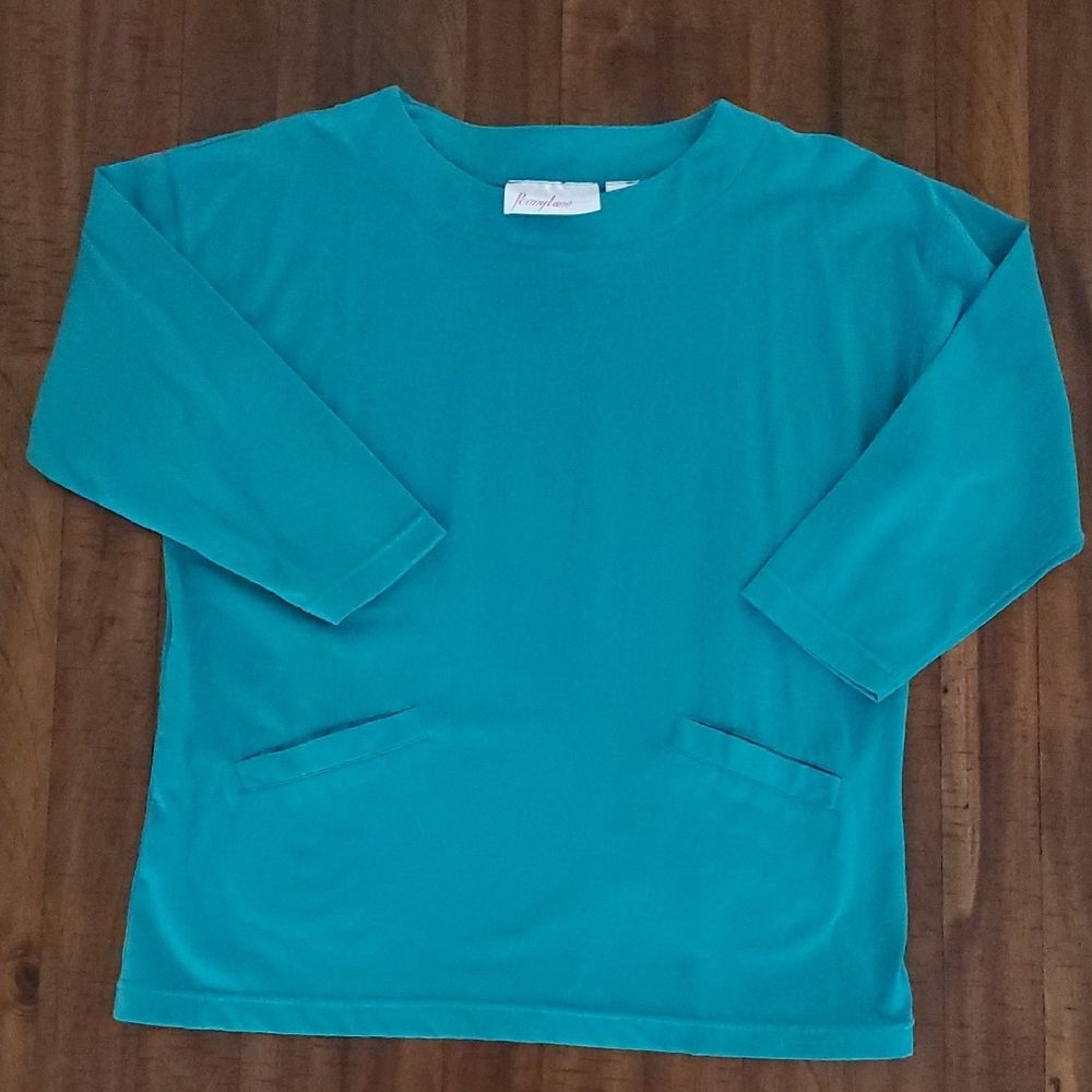 Vintage Penny Lane Women's Teal 3/4 Sleeve Top - Size Medium